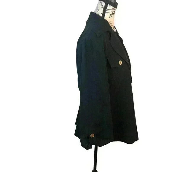 Luciano Dante’ Sz 16 Black Button Front Jacket Gold Buttons 3/4 Sleeve - Picture 4 of 6